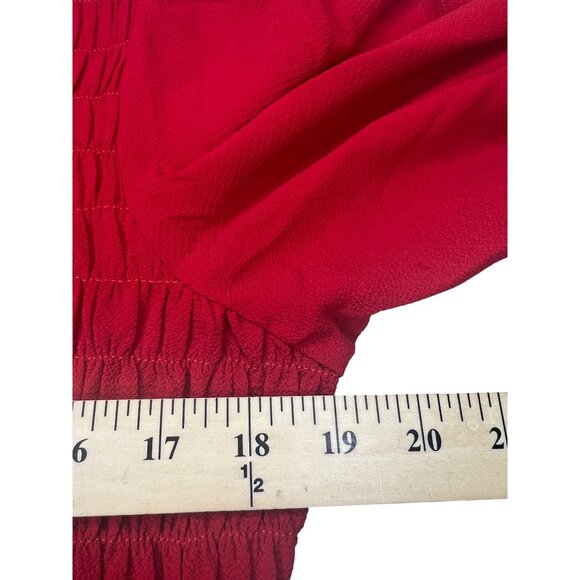 London Times Women's Smocked Bodice Tiered Midi Dress Red Size 12 - Picture 4 of 13